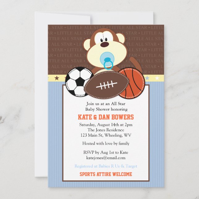 Invitation au Baby shower du singe de la jungle Sp (Devant)
