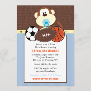 Invitation au Baby shower du singe de la jungle Sp