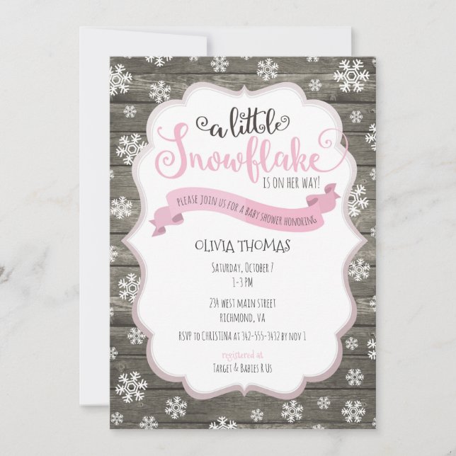 Invitation au Baby shower d'un petit flocon (Devant)