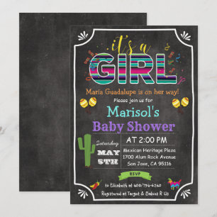 Invitation au Baby shower féminin de Fiesta au Mex