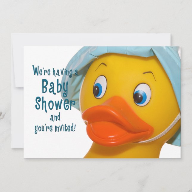 INVITATION AU baby shower - FERMETURE DU DUCK RUBB (Devant)
