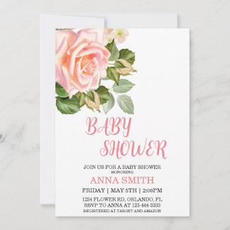 Invitation au Baby shower floral