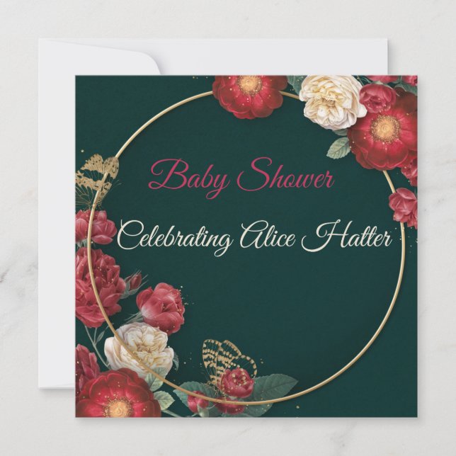 Invitation au Baby shower floral (Devant)