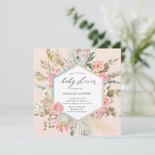 Invitation au Baby shower Floral Bohème