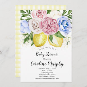 Invitation au Baby shower floral de citron Neutre 
