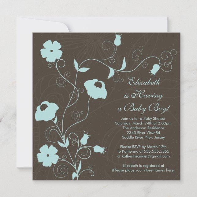 Invitation au Baby shower floral de printemps mode (Devant)