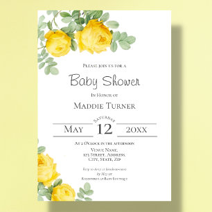 Invitation au Baby shower floral jaune