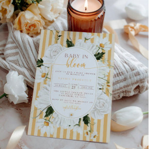Invitation au Baby shower floral jaune