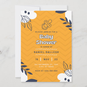 Invitation Au Baby shower Floral Jaune Et Blanc