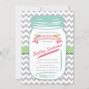 Invitation au Baby shower Floral Mason Jar