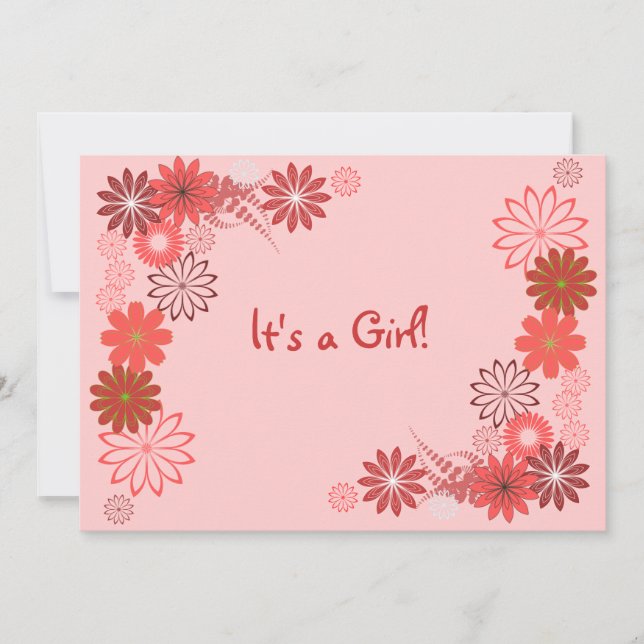 Invitation au Baby shower floral rose, rouille, Ro (Devant)