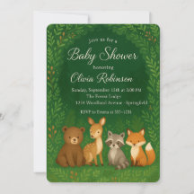 Invitation au Baby shower forestier