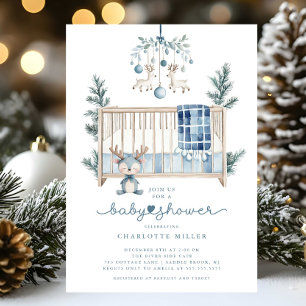 Invitation au Baby shower forestier d'hiver