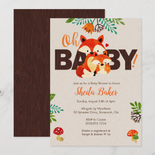 Invitation au Baby shower Fox - Invitation de Baby