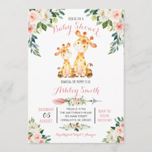 Invitation au Baby shower Giraffe Safari,