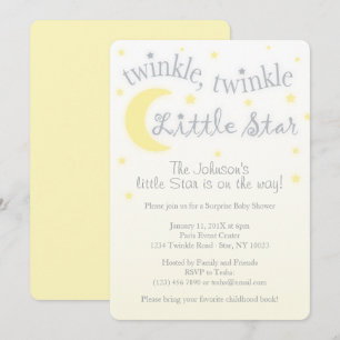 Invitation au baby shower jaune étoile Twinkle