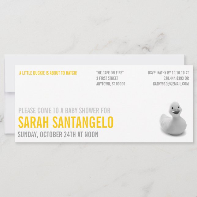 Invitation au Baby shower Kitsch au citron pur (Devant)