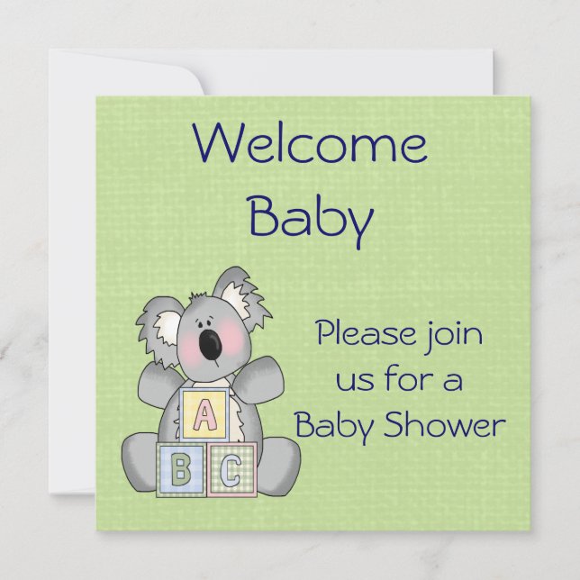 Invitation au Baby shower Koala (Devant)