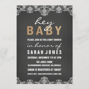 Invitation au Baby shower Lace et Burlap