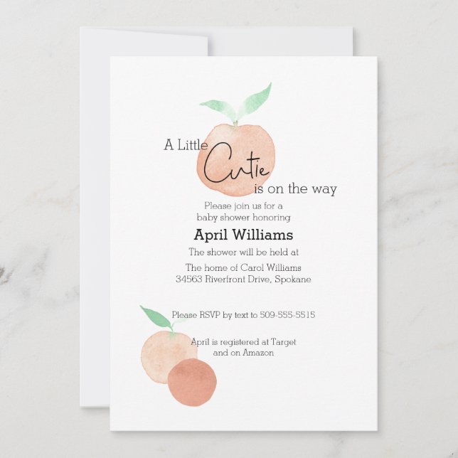 Invitation au Baby shower Little Cutie (Devant)