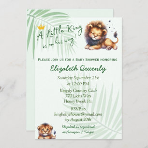 Invitation au Baby shower Little King Lion