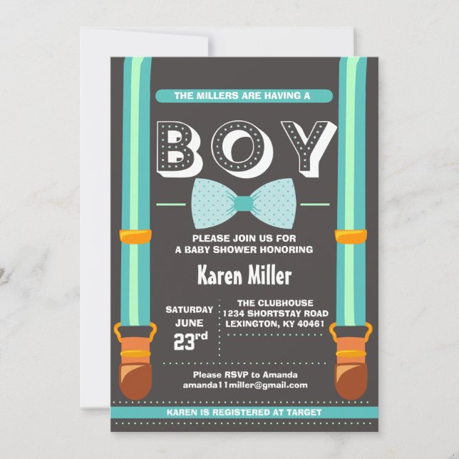 Invitation au Baby shower Little Man (Devant)