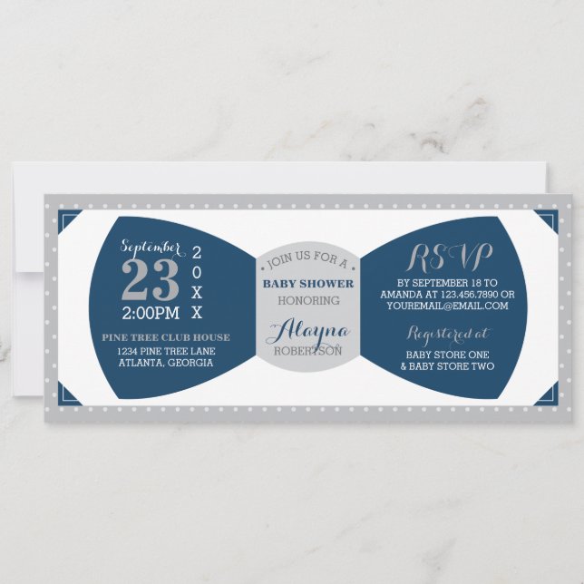 Invitation au Baby shower Little Man, Cravate Bow (Devant)