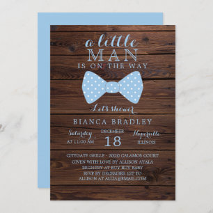 Invitation au Baby shower Little Man   Cravate Bow
