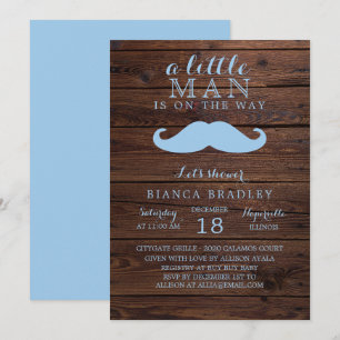 Invitation au Baby shower Little Man   Moustache d