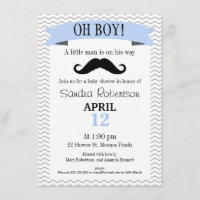 Invitation au Baby shower Little Man Mustache