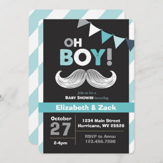 Invitation au Baby shower Little Man Mustache