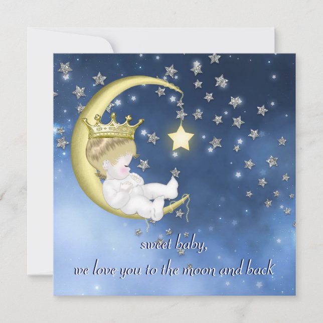 Invitation Au Baby shower Lune (Devant)
