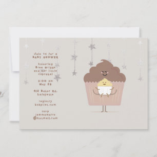 Invitation au Baby shower Maman et Baby Cupcake