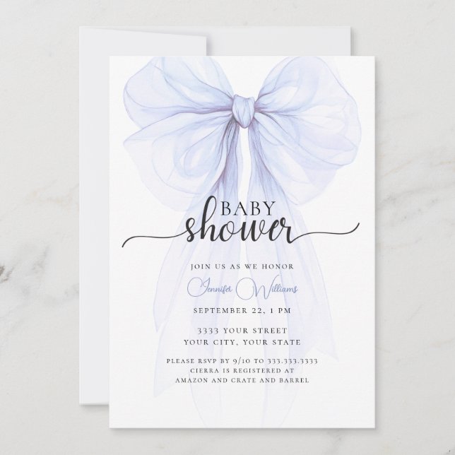 Invitation au Baby shower minimal de la boîte bleu (Devant)