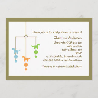 Invitation au Baby shower mobile Dinosaur