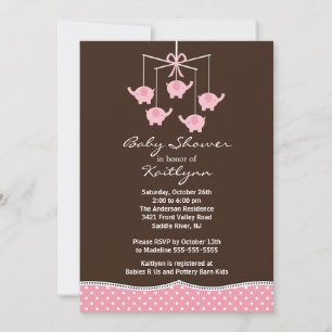 Invitation au Baby shower mobile Pink Elephant