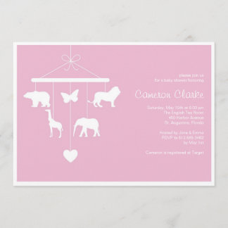 Invitation au Baby shower mobile Zoo