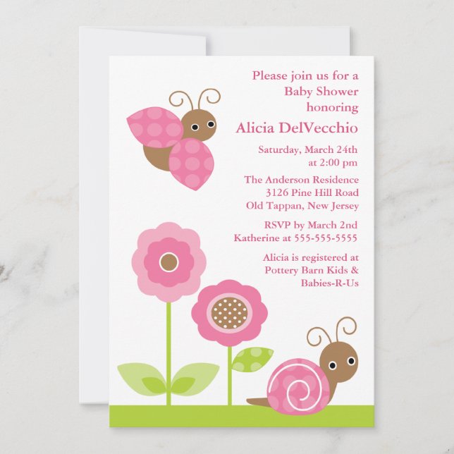 Invitation au Baby shower Mod Garden (Devant)