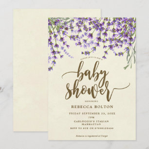 invitation au baby shower moderne à la floraison d