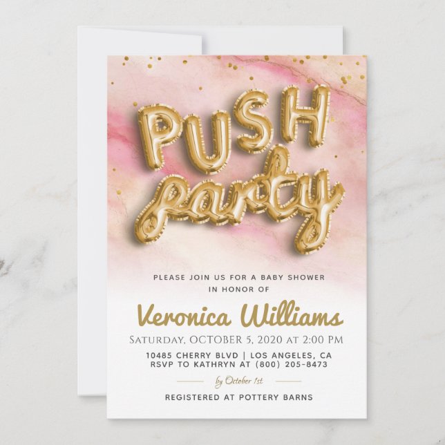 Invitation au Baby shower moderne branché de Push  (Devant)