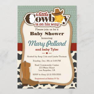 Invitation au Baby shower moderne de Little Cowboy