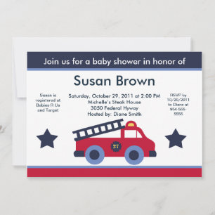 Invitation au Baby shower moteur/camion