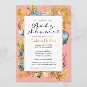 Invitation au Baby shower Nautical Beach Seashell
