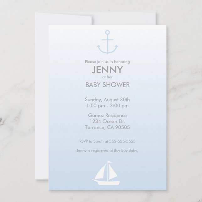 Invitation au Baby shower nautique (Devant)