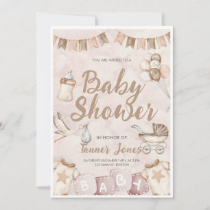 Invitation au Baby shower neutre
