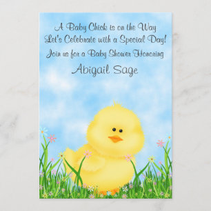 Invitation au Baby shower neutre de chick mignon