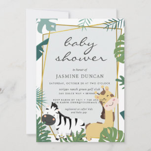 Invitation au Baby shower neutre de la forêt zoolo