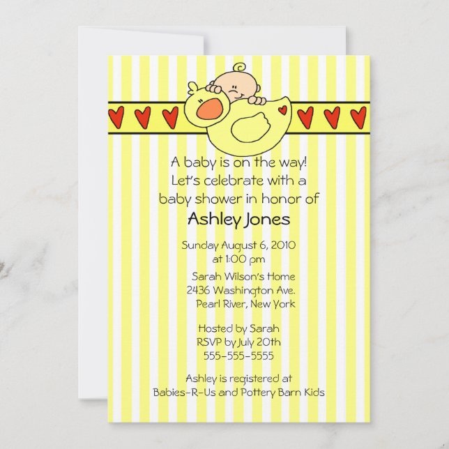 Invitation au Baby shower neutre de Peeking Baby D (Devant)