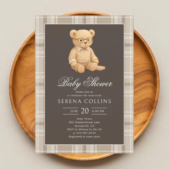 Invitation au Baby shower neutre doux de l'ours de (Créateur téléchargé)