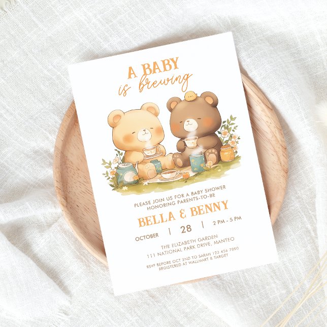 Invitation au Baby shower Ours neutre selon le sex (Créateur téléchargé)